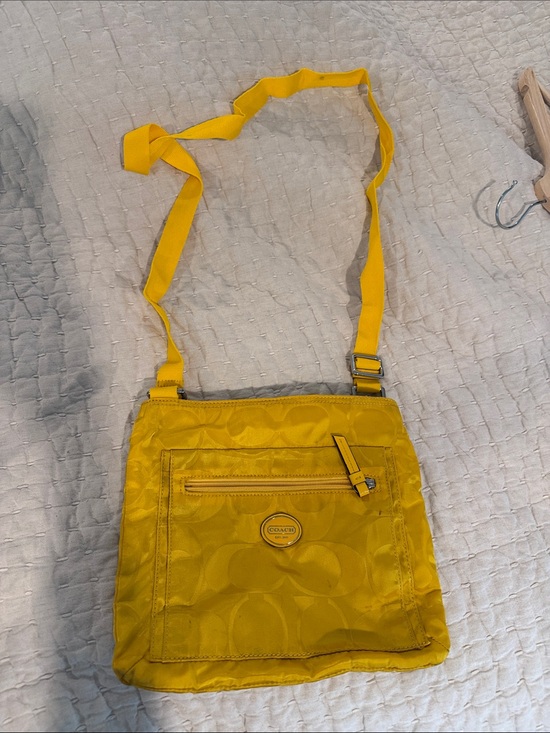 Coach Handbags - Coach Yellow Signature Jacquard Crossbody Bag